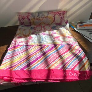 Coach Polyester Rectangle Scarf, sz 20" w x 78" L, 100% Polyester, Made in China